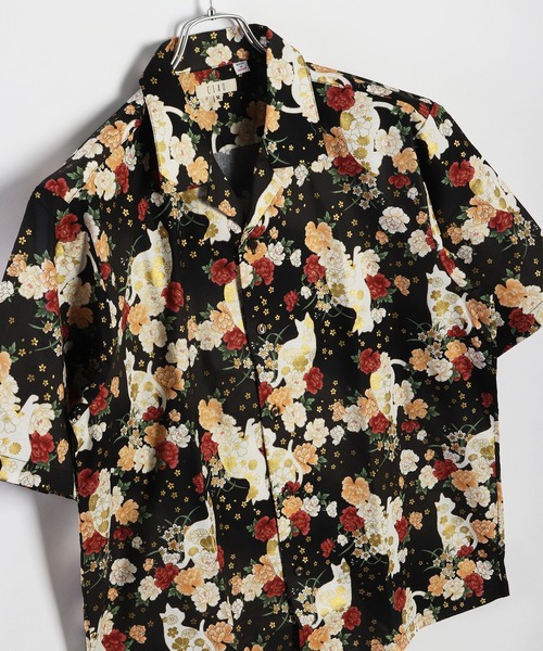 日本製 和柄 ネコ柄半袖シャツ（シャツ/ブラウス）｜WESTSEA（ウエストシー）