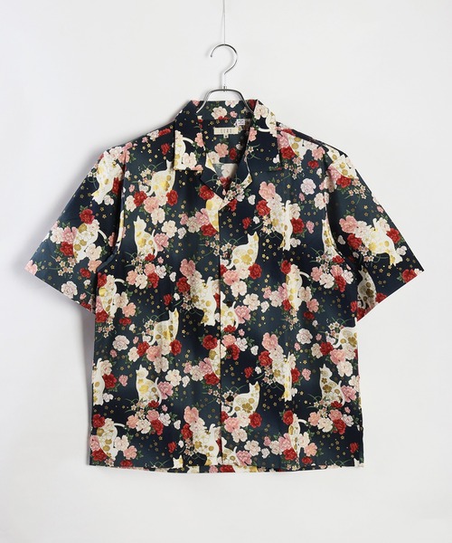 日本製 和柄 ネコ柄半袖シャツ（シャツ/ブラウス）｜WESTSEA（ウエストシー）