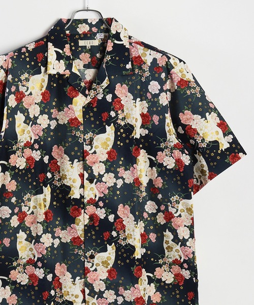 日本製 和柄 ネコ柄半袖シャツ（シャツ/ブラウス）｜WESTSEA（ウエストシー）