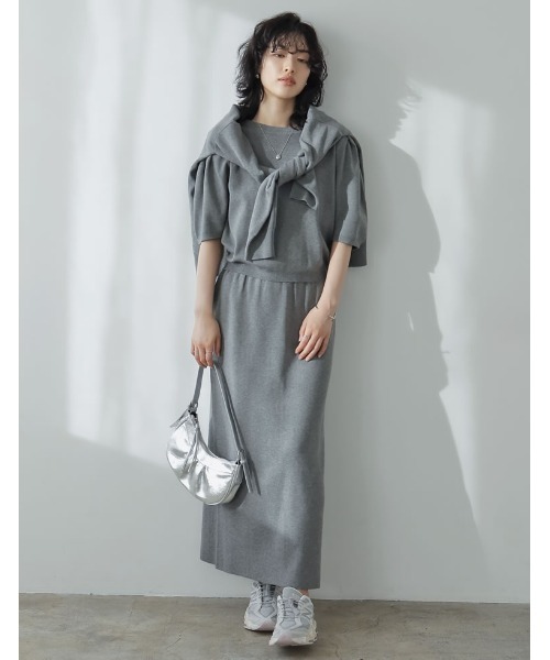 Re:EDIT（リエディ）の「[神山まりあさん着用][2024SS COLLECTION][低身長/大きいサイズ有]前後2WAYミラノリブニットナロースカート（スカート・レディース・ブラック/チャコールグレー/モカ/ベージュ/イエロー・SHORT/MEDIUM/LARGE/X-LARGE）」の12枚目の写真