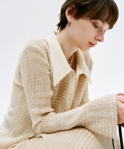 tageechita（タジチタ）の「【tageechita】透かし編み バイカラー シャツ襟 ニットブラウス（シャツ/ブラウス・レディース・ライトベージュ・M/S/L）」の18枚目の写真