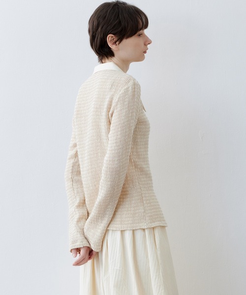 tageechita（タジチタ）の「【tageechita】透かし編み バイカラー シャツ襟 ニットブラウス（シャツ/ブラウス・レディース・ライトベージュ・M/S/L）」の13枚目の写真