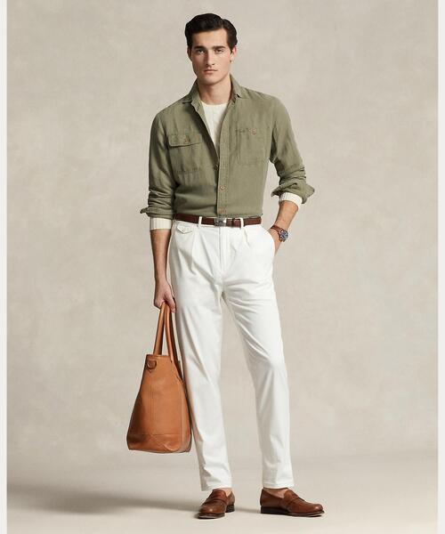 Polo Ralph Lauren リネンシルク長袖シャツ M ワークシャツ Polo Ralph Lauren リネンシルク長袖シャツ M ワークシャツ H