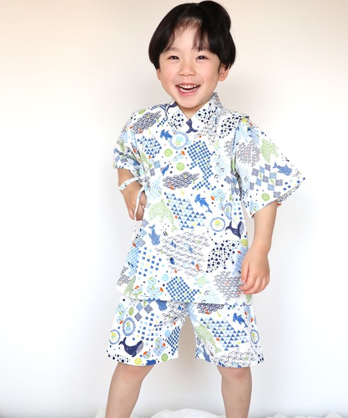 SKAPE(エスケープ)の「甚平スーツ(浴衣・キッズ・ブルー系その他3/アイボリー/ブルー/グレー/ホワイト/ネイビー・130cm/120cm/110cm/100cm/90cm)」の3枚目の写真