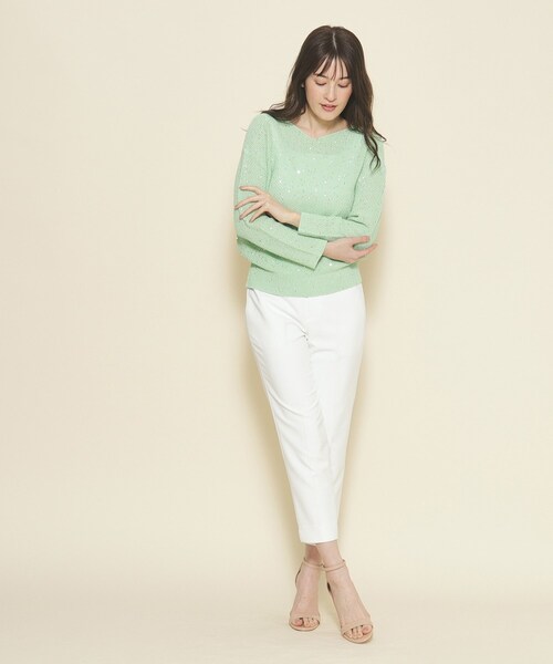 【セール】【洗える／清涼感／スパンコール】着こなしをクラスアップする、華やかで上品なニットプルオーバー（ニット/セーター）｜COUP DE CHANCE（クードシャンス）