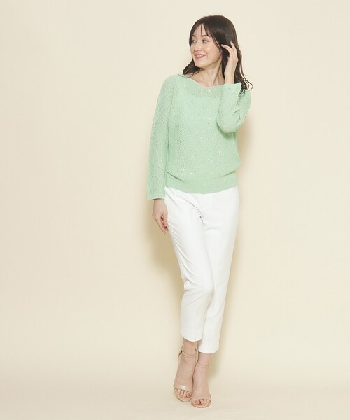 【セール】【洗える／清涼感／スパンコール】着こなしをクラスアップする、華やかで上品なニットプルオーバー（ニット/セーター）｜COUP DE CHANCE（クードシャンス）