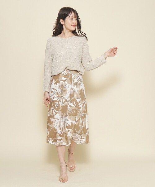 【セール】【洗える／清涼感／スパンコール】着こなしをクラスアップする、華やかで上品なニットプルオーバー（ニット/セーター）｜COUP DE CHANCE（クードシャンス）