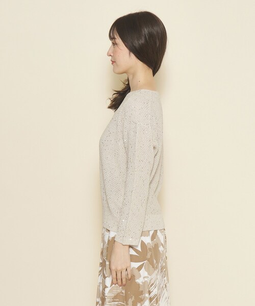 【セール】【洗える／清涼感／スパンコール】着こなしをクラスアップする、華やかで上品なニットプルオーバー（ニット/セーター）｜COUP DE CHANCE（クードシャンス）