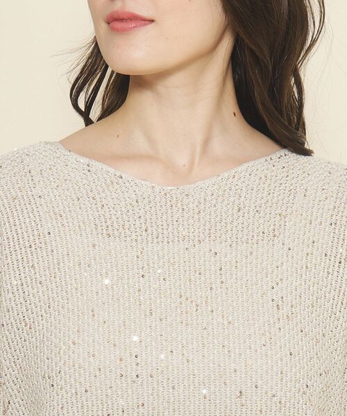 【セール】【洗える／清涼感／スパンコール】着こなしをクラスアップする、華やかで上品なニットプルオーバー（ニット/セーター）｜COUP DE CHANCE（クードシャンス）