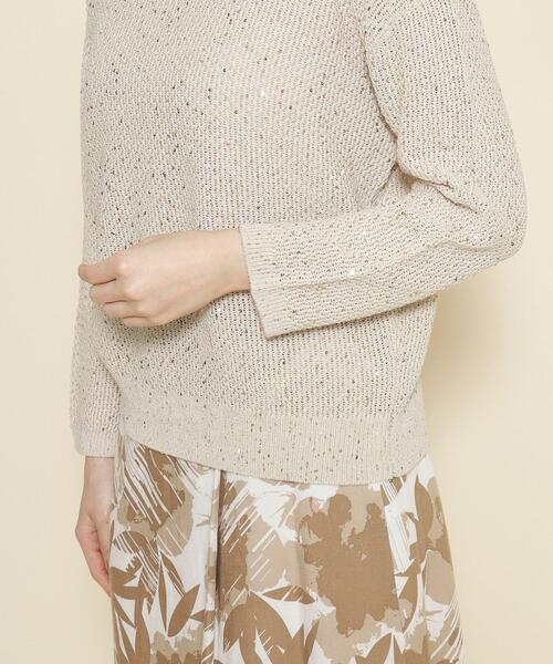 【セール】【洗える／清涼感／スパンコール】着こなしをクラスアップする、華やかで上品なニットプルオーバー（ニット/セーター）｜COUP DE CHANCE（クードシャンス）