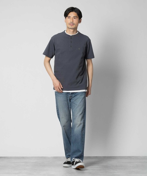 セール】【Champion】ヘンリーネックカノコTシャツ（Tシャツ