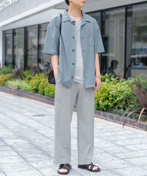 SENSE OF PLACE by URBAN RESEARCH(センスオブプレイスバイアーバンリサーチ)の「『ユニセックス』オープンカラールーズシャツ(5分袖)(シャツ/ブラウス・メンズ・ブルー/グレー/ブラック/ライトベージュ/ベージュ/チャコールグレー/ライトカーキ・LARGE/SMALL/MEDIUM)」の19枚目の写真