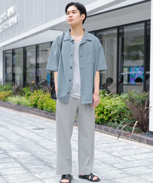 SENSE OF PLACE by URBAN RESEARCH(センスオブプレイスバイアーバンリサーチ)の「『ユニセックス』オープンカラールーズシャツ(5分袖)(シャツ/ブラウス・メンズ・ブルー/グレー/ブラック/ライトベージュ/ベージュ/チャコールグレー/ライトカーキ・LARGE/SMALL/MEDIUM)」の20枚目の写真
