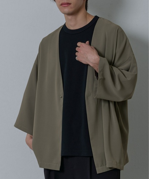 COLONY 2139(コロニートゥーワンスリーナイン)の「ドレープツイルリラックスカーディガン(カーディガン/ボレロ・メンズ・ブラック/グレイッシュベージュ・MEDIUM/LARGE)」の1枚目の写真