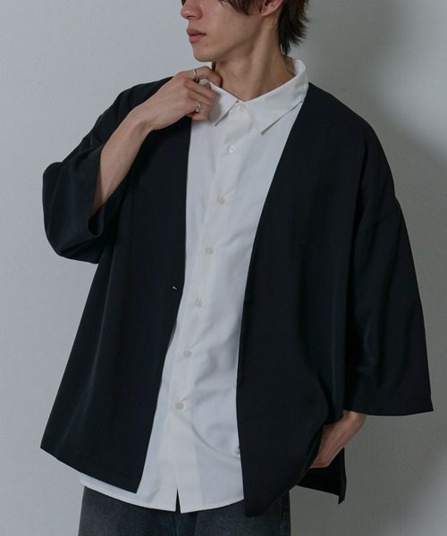 COLONY 2139(コロニートゥーワンスリーナイン)の「ドレープツイルリラックスカーディガン(カーディガン/ボレロ・メンズ・ブラック/グレイッシュベージュ・MEDIUM/LARGE)」の2枚目の写真