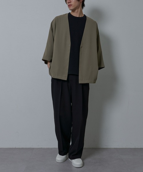 COLONY 2139(コロニートゥーワンスリーナイン)の「ドレープツイルリラックスカーディガン(カーディガン/ボレロ・メンズ・ブラック/グレイッシュベージュ・MEDIUM/LARGE)」の18枚目の写真