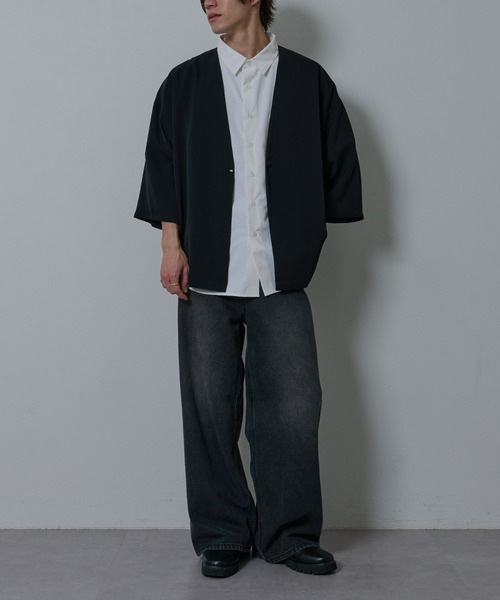 COLONY 2139(コロニートゥーワンスリーナイン)の「ドレープツイルリラックスカーディガン(カーディガン/ボレロ・メンズ・ブラック/グレイッシュベージュ・MEDIUM/LARGE)」の11枚目の写真