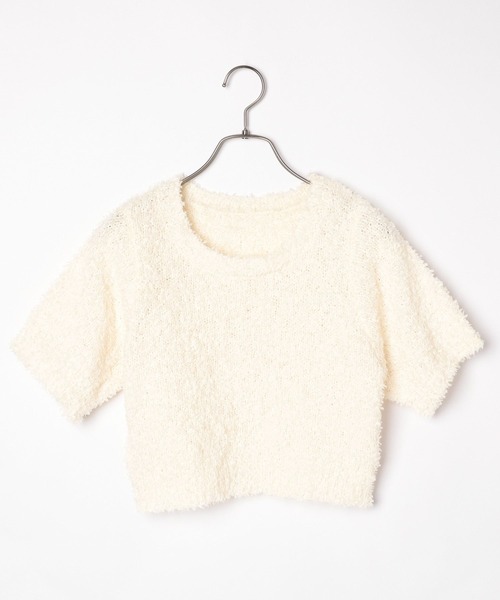 Heather(ヘザー)の「テープヤーンプルオーバー(半袖) 118680(ニット/セーター・レディース・レッド/オフホワイト/グレー・FREE)」の4枚目の写真