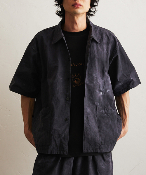 417 EDIFICE（フォーワンセブンエディフィス）の「コットンナイロン タイダイシャツ "セットアップ着用可能"（シャツ/ブラウス・メンズ・ネイビー/オレンジ/ホワイト/グリーン/ブラック・MEDIUM/LARGE）」の2枚目の写真