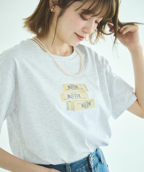 attiree(アティレー)の「ButterプリントTシャツ(Tシャツ/カットソー・レディース・ホワイト/グリーン/グレー/イエロー/ベージュ/クリーム/ブラック/ライトグレー・FREE)」の10枚目の写真