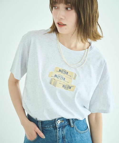 attiree(アティレー)の「ButterプリントTシャツ(Tシャツ/カットソー・レディース・ホワイト/グリーン/グレー/イエロー/ベージュ/クリーム/ブラック/ライトグレー・FREE)」の12枚目の写真