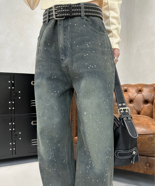 sedacle girl（セダクルガール）の「ラインストーンヴィンテージライクデニム（デニムパンツ・レディース・インディゴブルー/ブルー・FREE）」の5枚目の写真