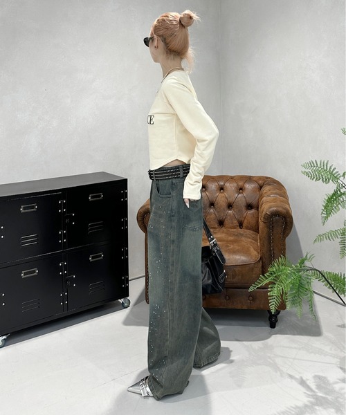 sedacle girl（セダクルガール）の「ラインストーンヴィンテージライクデニム（デニムパンツ・レディース・インディゴブルー/ブルー・FREE）」の9枚目の写真