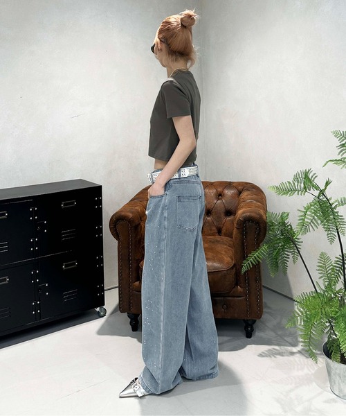 sedacle girl（セダクルガール）の「ラインストーンヴィンテージライクデニム（デニムパンツ・レディース・インディゴブルー/ブルー・FREE）」の14枚目の写真