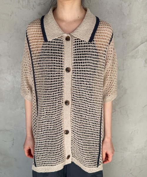 feepur（フェピュール）の「【ハンドウォッシャブル】バイカラーハーフクロシェニットシャツ（ニット/セーター・レディース・ベージュ/ブラック・MEDIUM）」の22枚目の写真