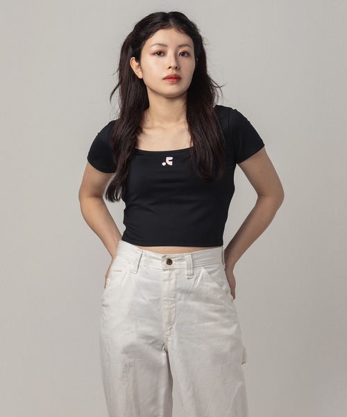 Rest&Recreation（レストアンドレクリエーション）の「RR STRAP CROP TOP - えみ姉 Collaboration（Tシャツ/カットソー・レディース・ブラック・FREE）」の7枚目の写真
