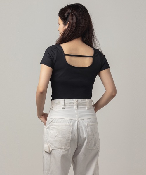 Rest&Recreation（レストアンドレクリエーション）の「RR STRAP CROP TOP - えみ姉 Collaboration（Tシャツ/カットソー・レディース・ブラック・FREE）」の8枚目の写真