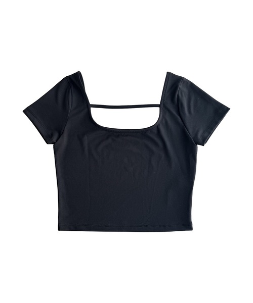 Rest&Recreation（レストアンドレクリエーション）の「RR STRAP CROP TOP - えみ姉 Collaboration（Tシャツ/カットソー・レディース・ブラック・FREE）」の2枚目の写真