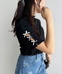 one after another NICE CLAUP | 袖リボンテレコトップス(Tシャツ/カットソー)