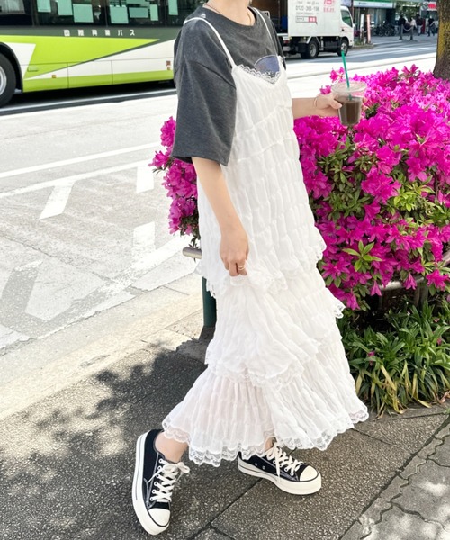 CLEA(クレア)の「刺繍レースティアードキャミロングワンピース(ワンピース・レディース・ホワイト・FREE)」の11枚目の写真