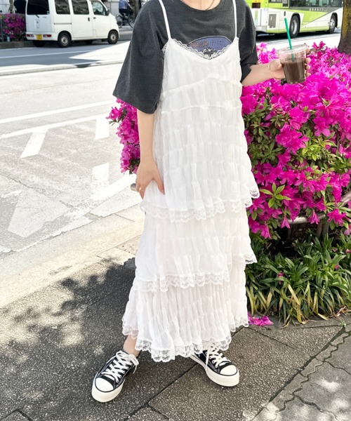 CLEA(クレア)の「刺繍レースティアードキャミロングワンピース(ワンピース・レディース・ホワイト・FREE)」の10枚目の写真