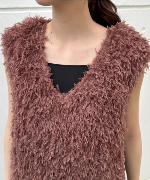 Doux archives(ドゥアルシーヴ)の「フェザー2WAYノースリベスト(シャツ/ブラウス・レディース・ブラック/アイボリー/ブラウン・FREE)」の7枚目の写真