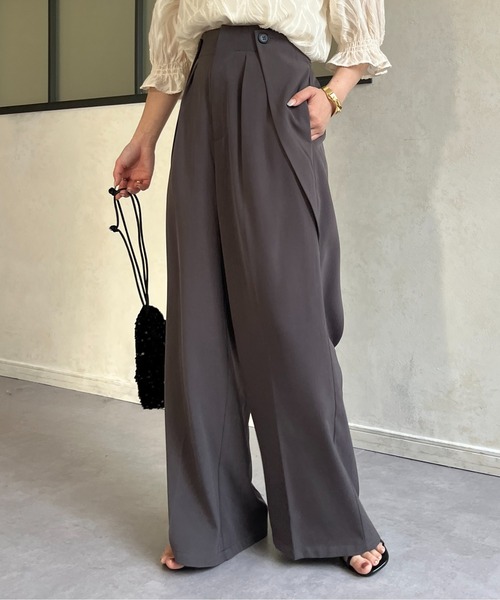 【関税込み】The Garment ブラウン Denver タックパンツ セール】フラップタックパンツ（スラックス）｜Thevon（ゼボン