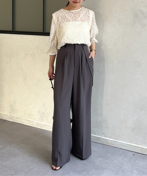 Thevon（ゼボン）の「フラップタックパンツ（スラックス・レディース・ベージュ/アイボリー/チャコールグレー・FREE）」の9枚目の写真