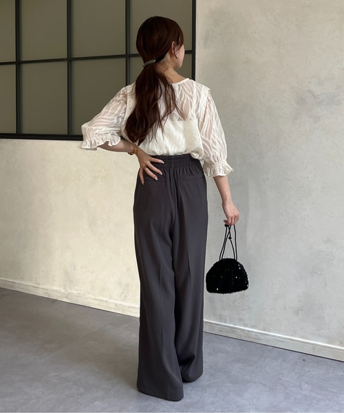 Thevon（ゼボン）の「フラップタックパンツ（スラックス・レディース・ベージュ/アイボリー/チャコールグレー・FREE）」の10枚目の写真