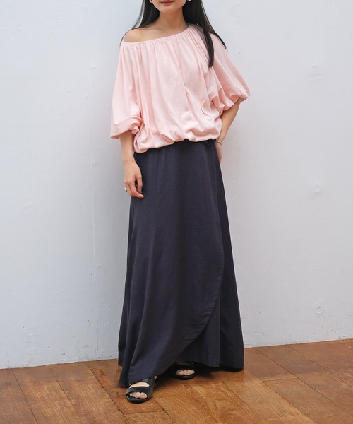 AKTE（アクテ）の「ギャザーバルーントップス（Tシャツ/カットソー・レディース・ホワイト/ブラック/ベビーピンク・FREE）」の11枚目の写真