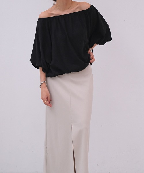 AKTE（アクテ）の「ギャザーバルーントップス（Tシャツ/カットソー・レディース・ホワイト/ブラック/ベビーピンク・FREE）」の9枚目の写真