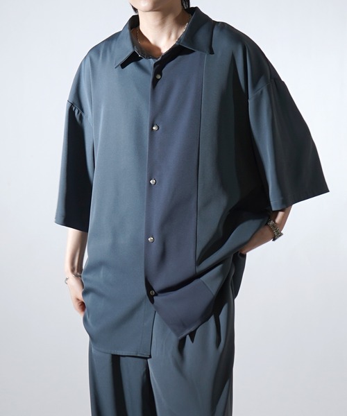 Confirm（コンファーム）の「25SS ドレープとろみ クレリック / アシンメトリー ビッグシルエット半袖シャツ【Confirm】（シャツ/ブラウス・メンズ・ホワイト/ブラック×ホワイト/ブラウン/ベージュ/ミント/ブラック/サックスブルー/グリーン系その他/グレー系その他/ブラック系その他/ホワイト系その他/ベージュ系その他・M/L）」の11枚目の写真