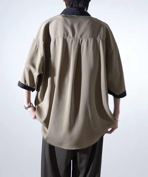 Confirm（コンファーム）の「25SS ドレープとろみ クレリック / アシンメトリー ビッグシルエット半袖シャツ【Confirm】（シャツ/ブラウス・メンズ・ホワイト/ブラック×ホワイト/ブラウン/ベージュ/ミント/ブラック/サックスブルー/グリーン系その他/グレー系その他/ブラック系その他/ホワイト系その他/ベージュ系その他・M/L）」の20枚目の写真