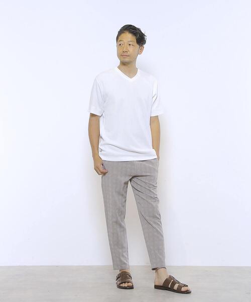 MEN'S MELROSE（メンズメルローズ）の「袋ジャガードストライプVネックTシャツ（Tシャツ/カットソー・メンズ・ホワイト/ネイビー/チャコールグレー・4/2/3）」の20枚目の写真