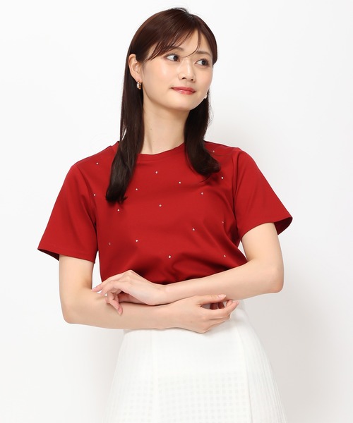 【関税込み】Blumarine ベージュ ラインストーン Tシャツ セール】□2024春夏新作□ラインストーンTシャツ/MM428205(T