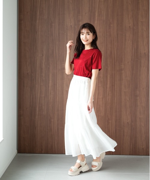 MISCH MASCH（ミッシュマッシュ）の「ラインストーンTシャツ/MM428205（Tシャツ/カットソー・レディース・ブルー/レッド/ホワイト/ブラック・ﾌﾘ-）」の5枚目の写真