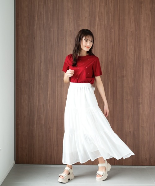 MISCH MASCH（ミッシュマッシュ）の「ラインストーンTシャツ/MM428205（Tシャツ/カットソー・レディース・ブルー/レッド/ホワイト/ブラック・ﾌﾘ-）」の6枚目の写真