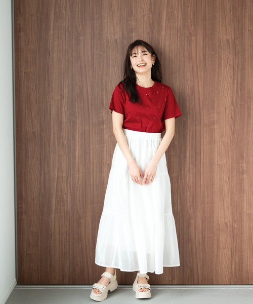 MISCH MASCH（ミッシュマッシュ）の「ラインストーンTシャツ/MM428205（Tシャツ/カットソー・レディース・ブルー/レッド/ホワイト/ブラック・ﾌﾘ-）」の8枚目の写真