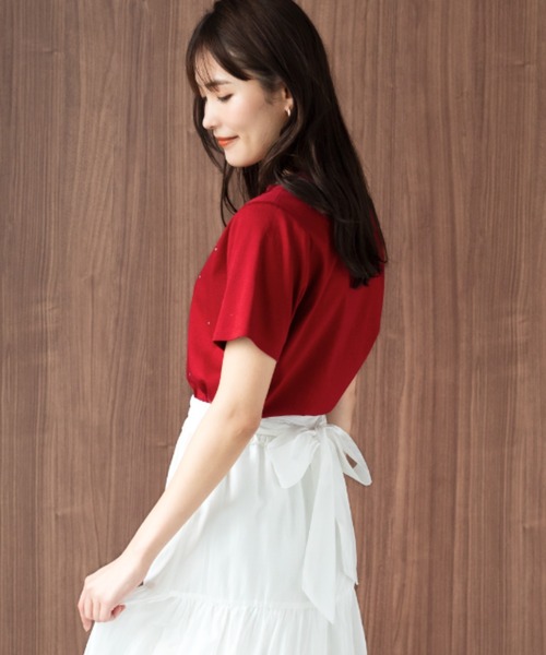 【関税込み】Blumarine ベージュ ラインストーン Tシャツ セール】□2024春夏新作□ラインストーンTシャツ/MM428205（T