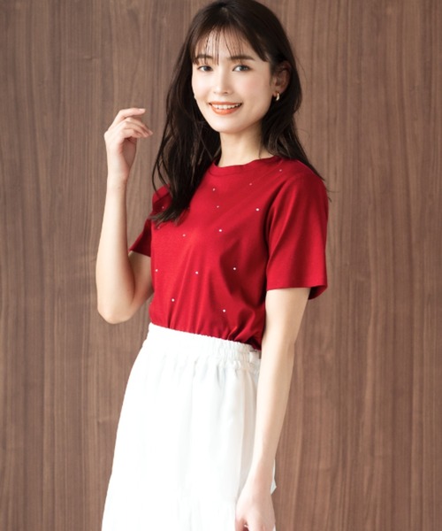 MISCH MASCH（ミッシュマッシュ）の「ラインストーンTシャツ/MM428205（Tシャツ/カットソー・レディース・ブルー/レッド/ホワイト/ブラック・ﾌﾘ-）」の11枚目の写真